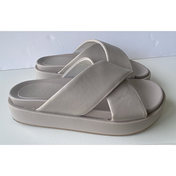 Shu shop Shoes - Shu Shop Lourdes Platform Crossover Slide Sandals Taupe Grey Women's 7.5
